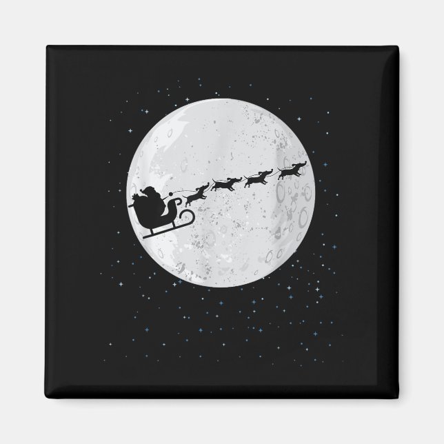 Imã Dachshund Papais noeis Sleigh Wiener Dog Presente  (Frente)