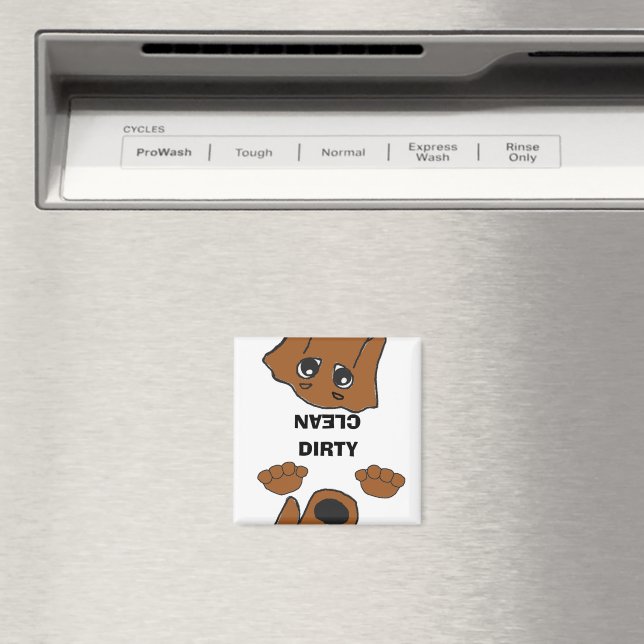 Imã dachshund red peeeeing cartoon sujo limpo (In Situ (Dishwasher))