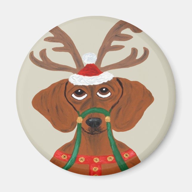 Imã Dachshund Reindeer (Frente)