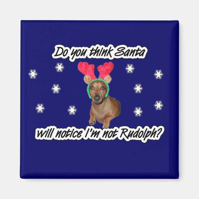 Imã Dachshund Reindeer Magnet (Frente)