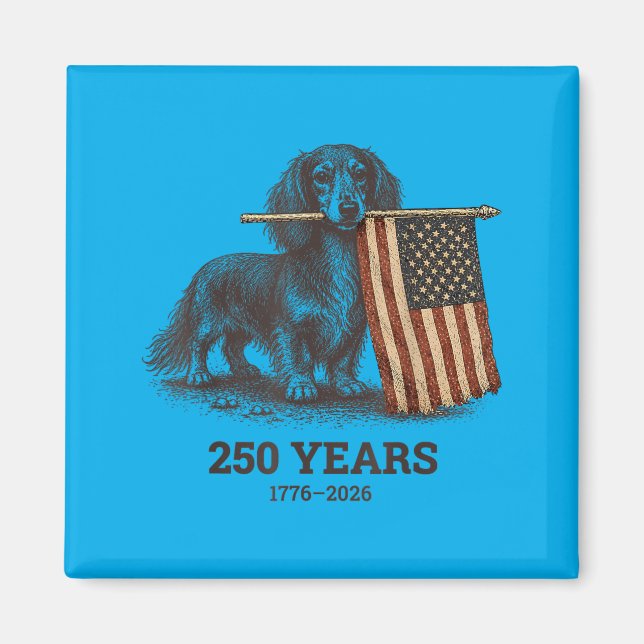 Imã Dachshund Salsicha Engraçado Vermelho Branco E Cab (Frente)