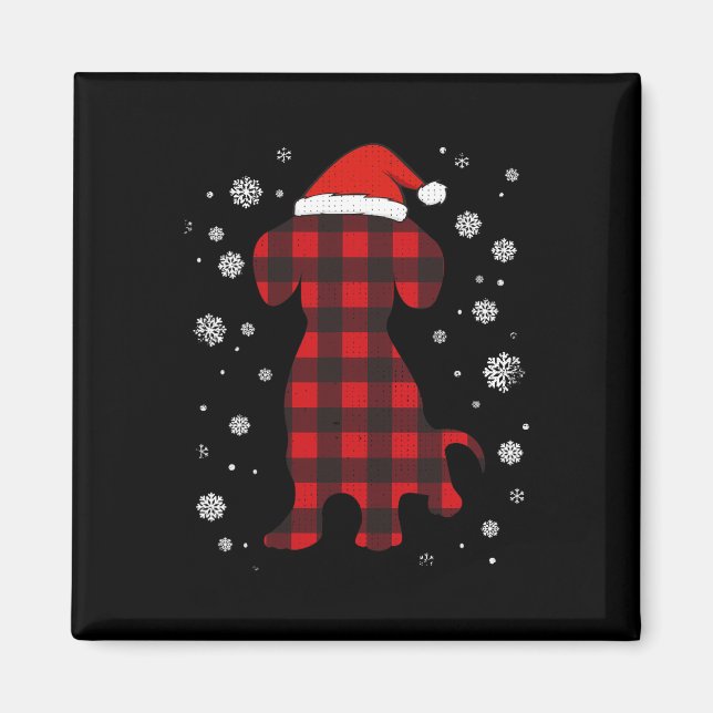 Imã Dachshund Santa Hat O Cachorro Ao Longo Do Natal (Frente)