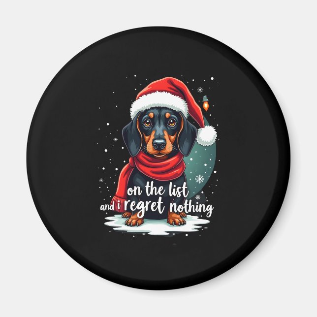 Imã Dachshund Santa On The Naughty List Dachshund Chri (Frente)