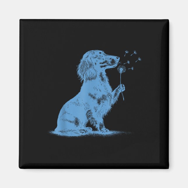 Imã Dachshund soprando desejos de dandelion amante de  (Frente)