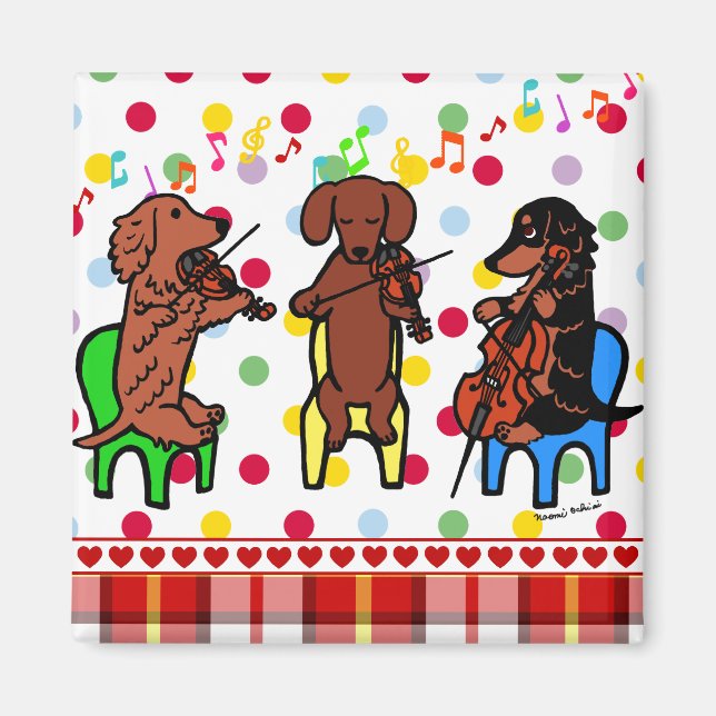 Imã Dachshund String Trio (Frente)