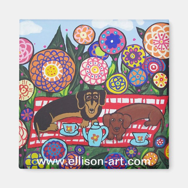 Imã Dachshund Tea Time Magnet (Frente)