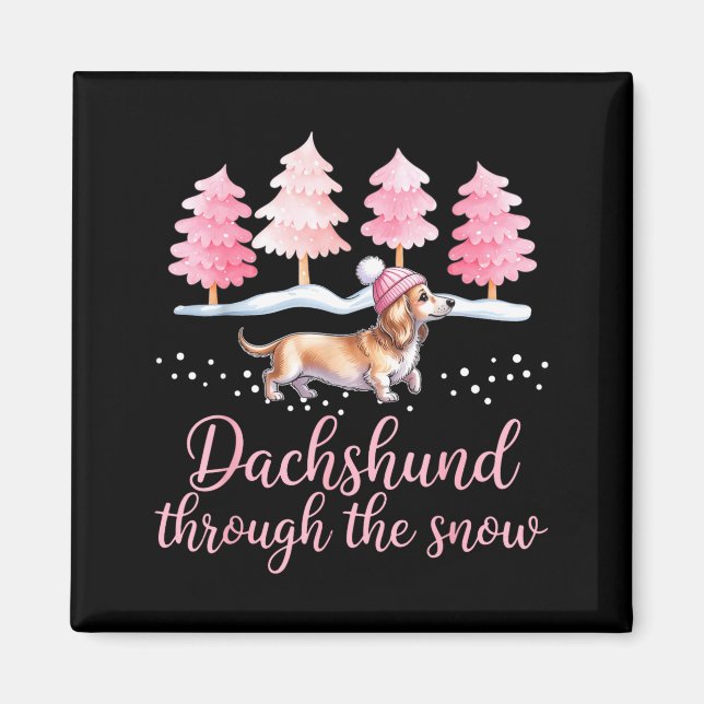 Imã Dachshund Through The Snow Wiener Dog Christmas  (Frente)