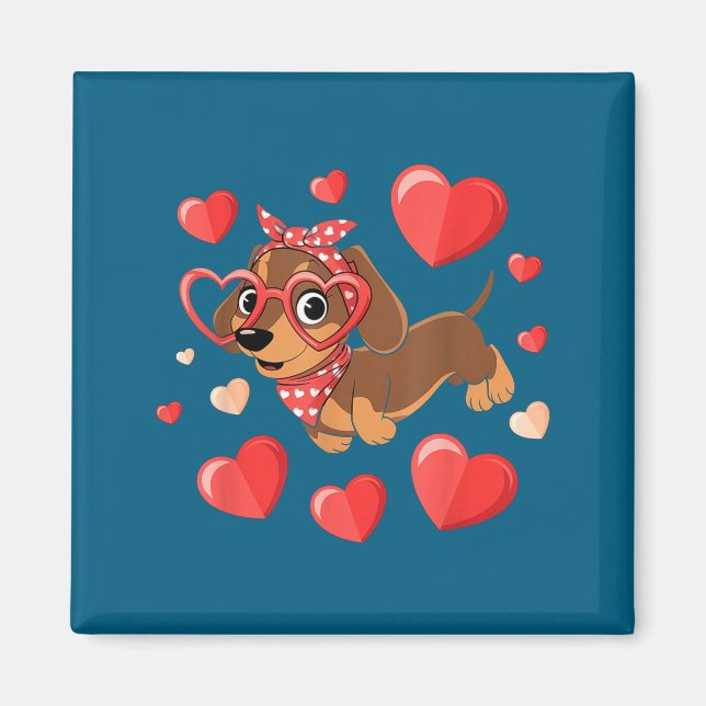 Imã Dachshund Valentines Day Wiener Dog Lover Weenie H (Frente)