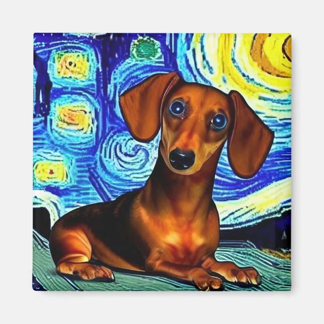 Imã Dachshund Van Gogh Magnet (Frente)