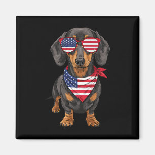 Imã Dachshund Wiener EUA Bandeira Dos EUA 4 De Julho A