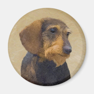 Imã Dachshund (Wirehaired): Pintura original de cães