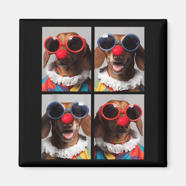 Imã Dachshunds Com Óculos de Sol Animais de Palhaço Ha (Frente)