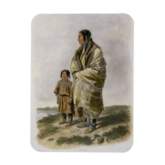 Ímã Dacota Woman e Assiniboin Girl, placa 9 em vol (Vertical)