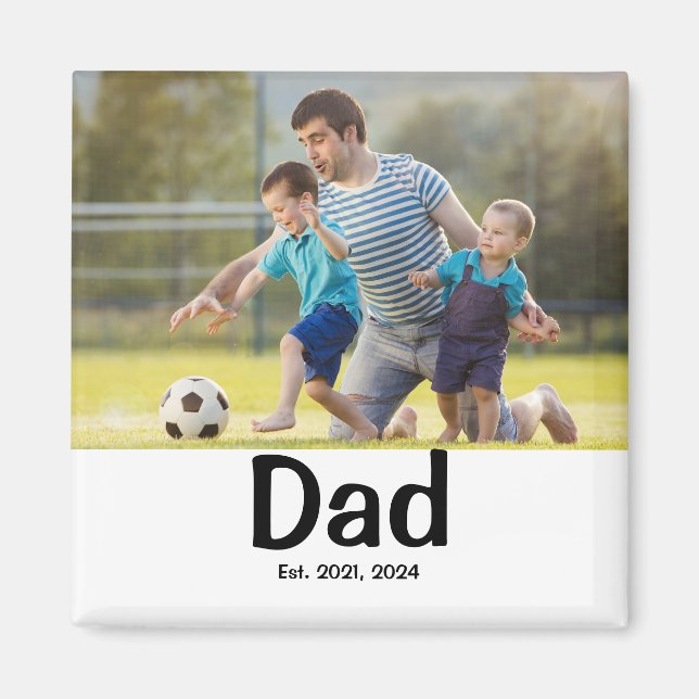 Imã Dad Established Photo Gift Magnet (Frente)