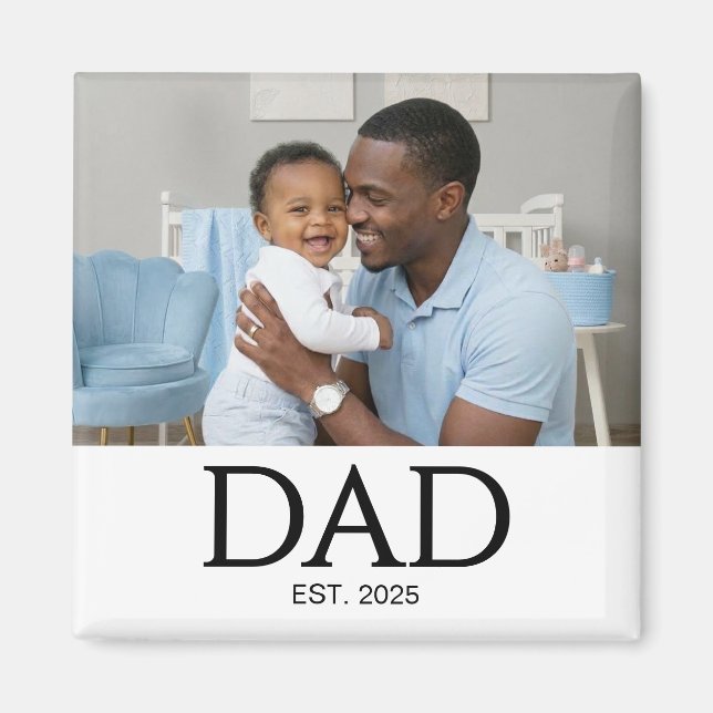 Imã Dad Established Photo Gift Magnet (Frente)