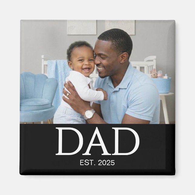 Imã Dad Established Photo Gift Magnet (Frente)