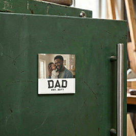 Imã Dad Established Year Bold Black White Photo