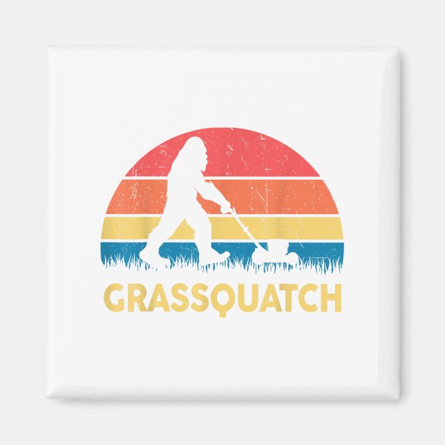 Imã Dad Lawn Mowing Grquatch Bigfoot Mower Gift Funny  (Frente)