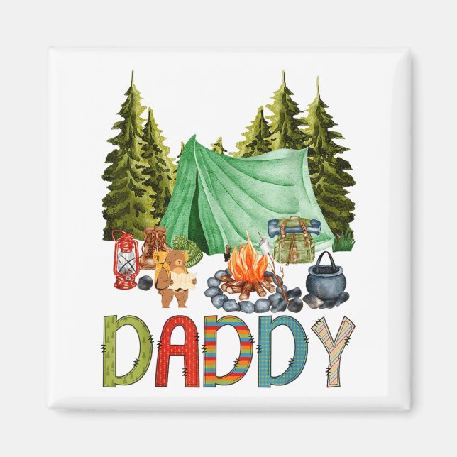Imã Daddy Of The Happy Camper 1st Birthday Bear Camng  (Frente)