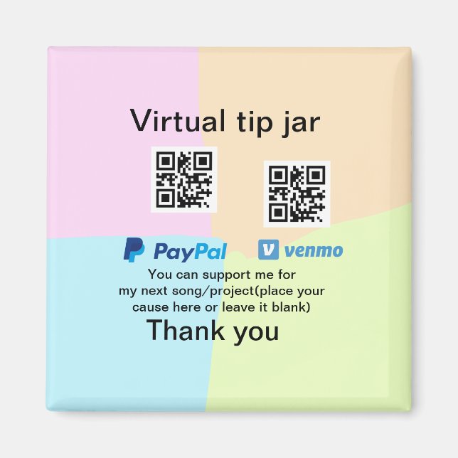 Imã Dádiva virtual jar q r código doação de moeda PayP (Frente)