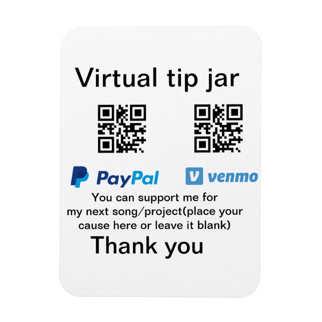 Ímã Dádiva virtual jar q r código doação de moeda PayP (Vertical)