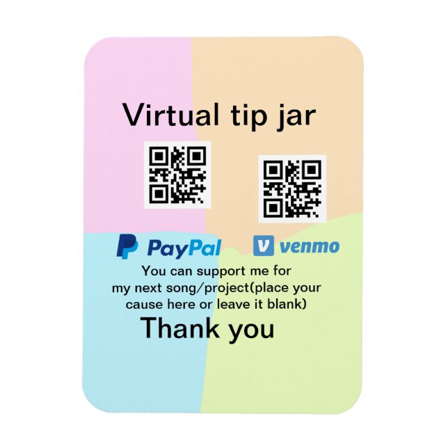 Ímã Dádiva virtual jar q r código doação de moeda PayP (Vertical)