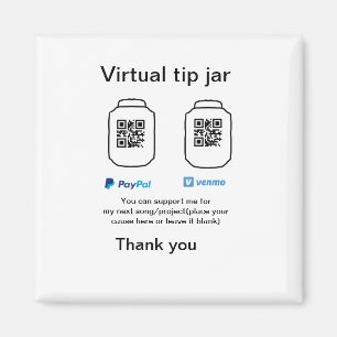 Imã Dádiva virtual jar q r código doação de moeda PayP