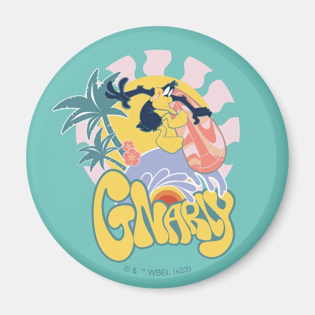 Imã DAFFY DUCK™ Surfing - Gnarly (Frente)
