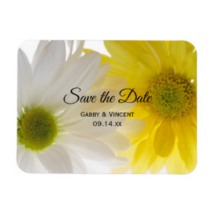 Ímã Daisies Amarelo e Branco Casamento Salve a Data