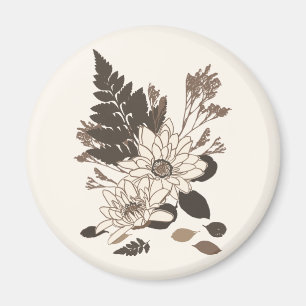 Imã Daisies and Leaves - transparente no creme.
