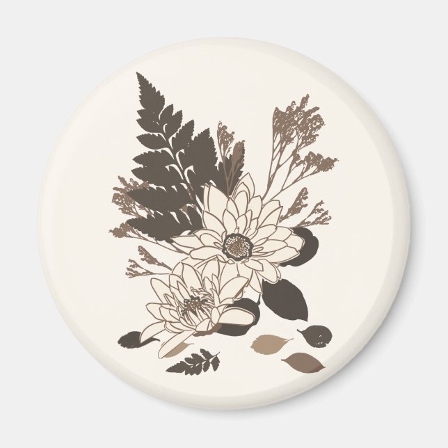 Imã Daisies and Leaves - transparente no creme. (Frente)