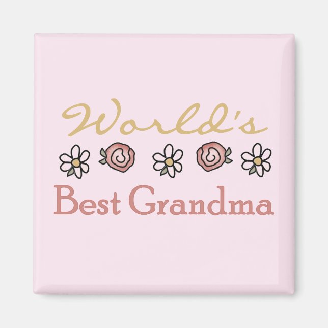 Imã Daisies e Rosas World Best Grandma (Frente)