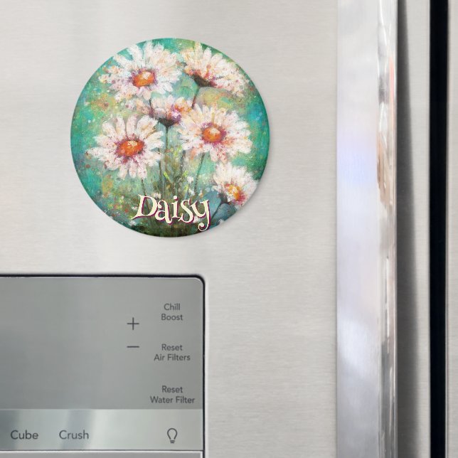 Imã Daisies Impressionistic Floral Teal Personalized (In Situ (Fridge))