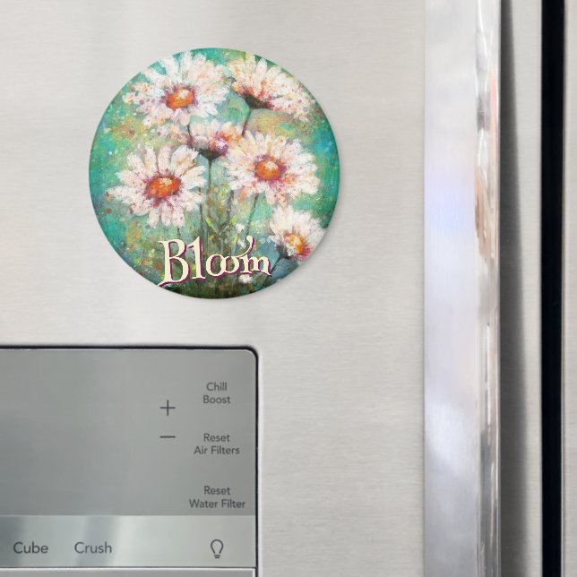 Imã Daisies Impressionistic Floral Teal Personalized (In Situ (Fridge))