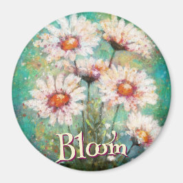 Imã Daisies Impressionistic Floral Teal Personalized