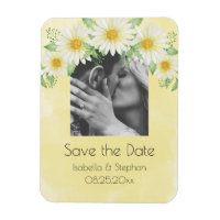 Daisies White Yellow Floral Photo Save the Date (D