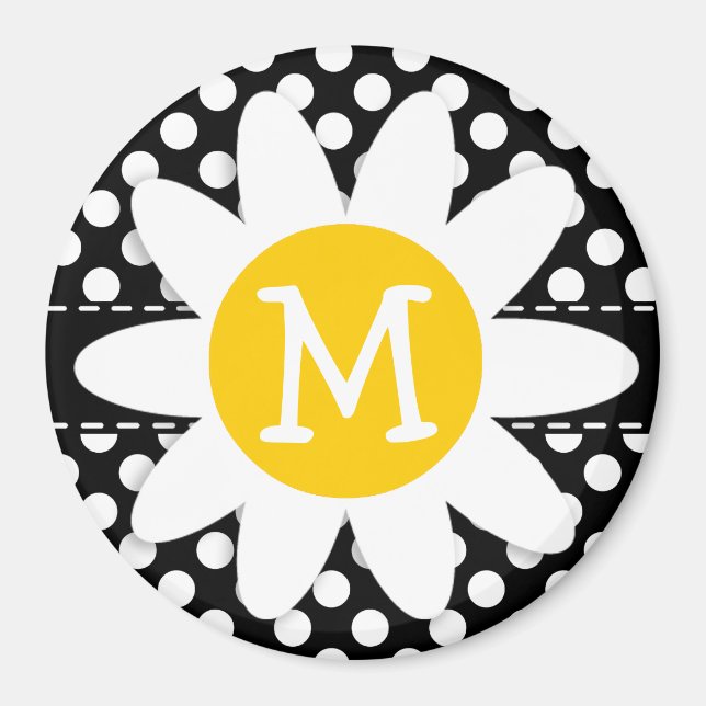 Imã Daisy em Bolinhas Pretas e Brancas (Frente)