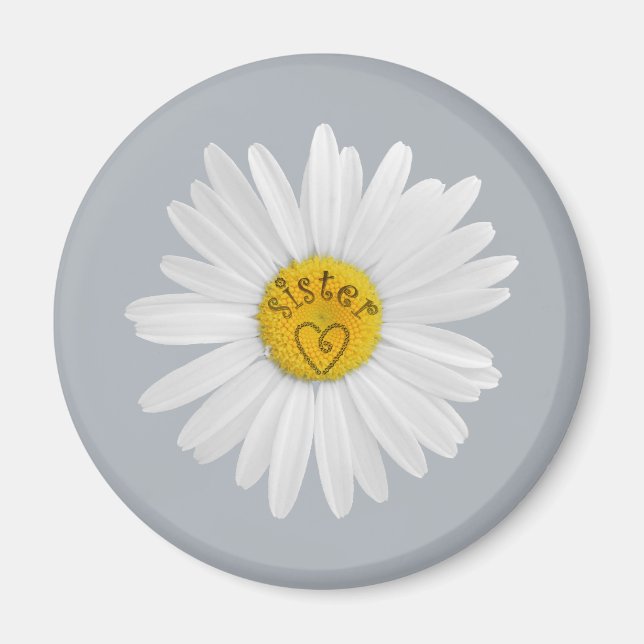 Imã Daisy Flower For Sister Art Customize Background (Frente)