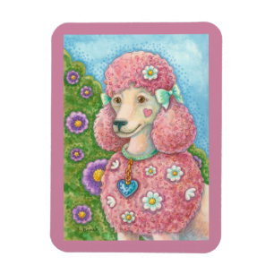 Ímã DAISY O Poodle Rosa Francês RETANGLE DOG MAGNET