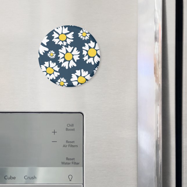 Imã Daisy Pattern, Floral Pattern, White Daisies (In Situ (Fridge))