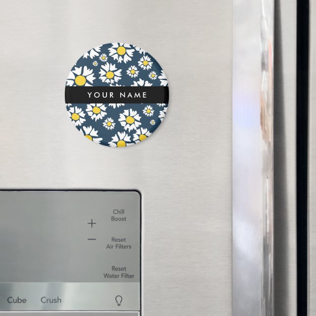 Imã Daisy Pattern, White Daisies, Seu Nome (In Situ (Fridge))