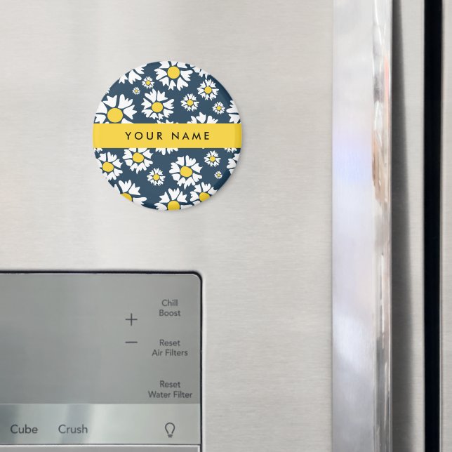 Imã Daisy Pattern, White Daisies, Seu Nome (In Situ (Fridge))