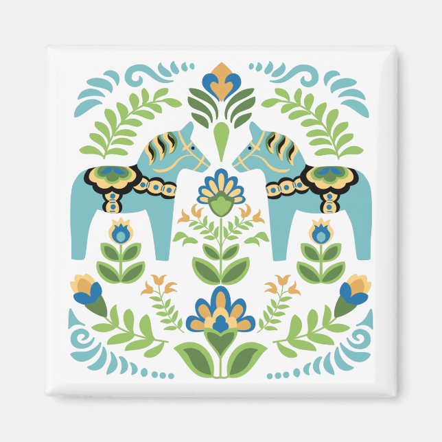 Imã Dala Horses Teal Sueco (Frente)