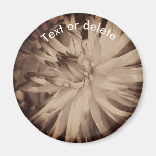 Imã Dália Flor Personalizada Sépia Vintage