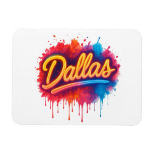 Ímã Dallas Neon Street Art Splash - Cidade Vibrante Re