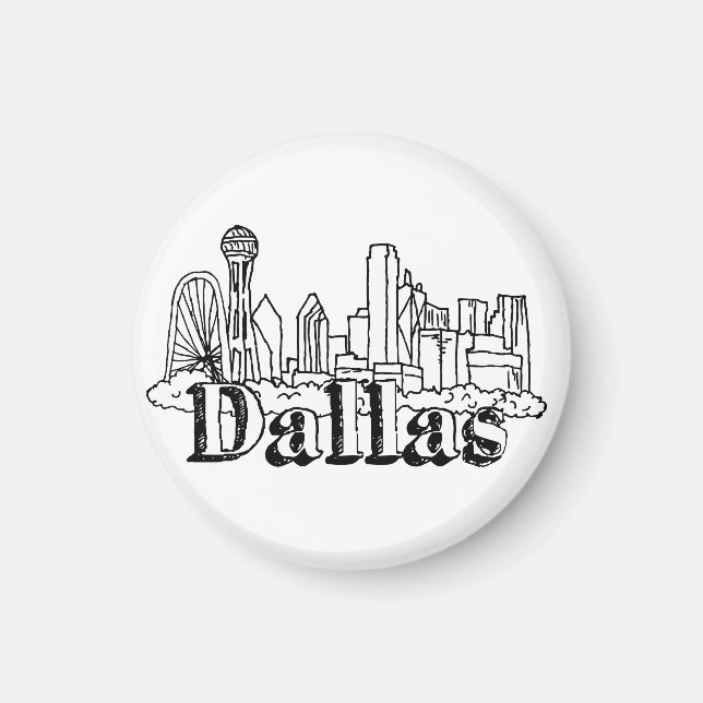Imã Dallas Skyline Art Design Dallas Skyline Design (Frente)
