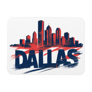 Ímã Dallas Skyline Arte de Impressão em Aquarela – Cid
