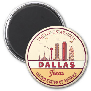 Imã Dallas Texas City Skyline Emblem
