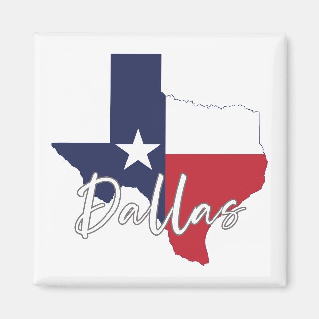 Imã Dallas, Texas Flag Map Magnet (Frente)
