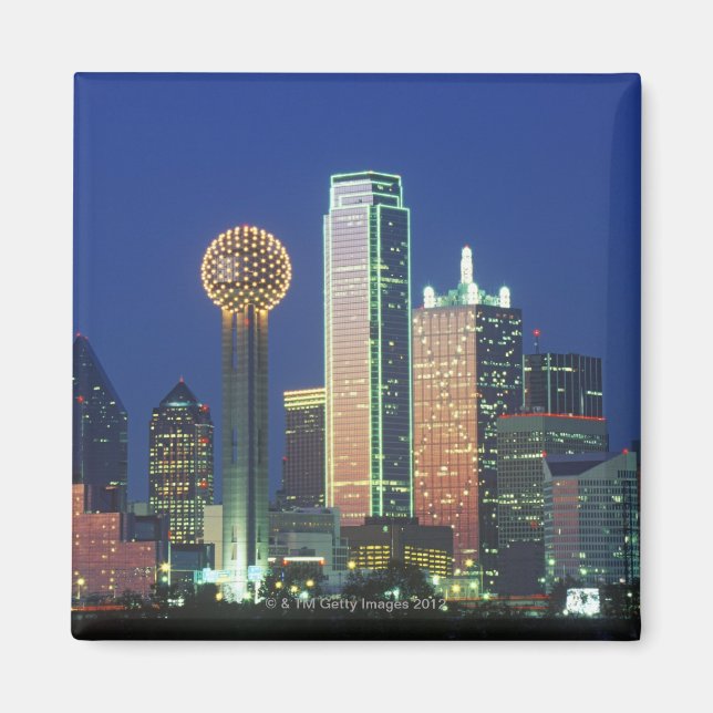 Imã 'Dallas, TX skyline à noite com Reunion Tower' (Frente)
